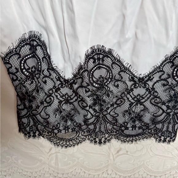 Maeve Anthropologie Lace Trim Layered Slip Dress White Black Contrast - Picture 5 of 10